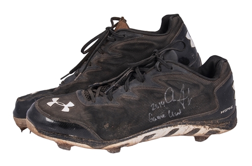 2014 Aaron Judge Game Used and Signed/Inscribed Pair of Under Armour Cleats - Both Signed with "2014 Game Used" Inscription (Anderson Authentic & JSA)